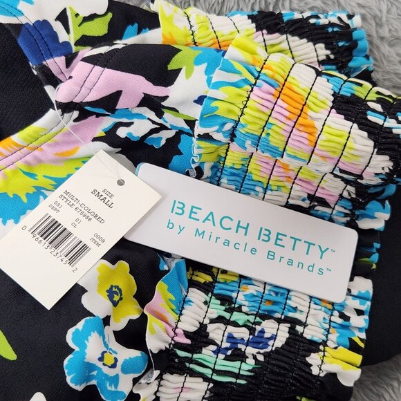 Beach Betty Bikini Top Womens Small Multicolored Floral Smocked Padded Cups - Picture 6 of 12